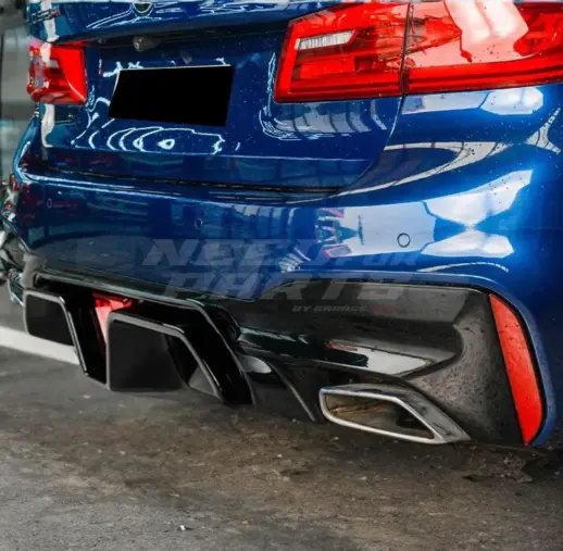 Diffuser With LED For BMW 5 Series G30/G31 M Sport & M550d & M550i Only – OO-OO – M5 CS Look, Gloss Black