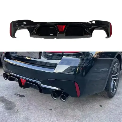 Diffuser With LED For BMW 5 Series G30/G31 M Sport & M550i & M550d Only – OO-OO – Racing Look, Gloss Black