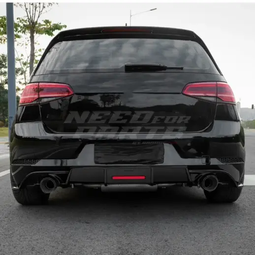 Diffuser With LED For Volkswagen Golf 7 (Hatchback) Standard & GTD & GTE & GTI Only – O-O – Racing Look, Gloss Black