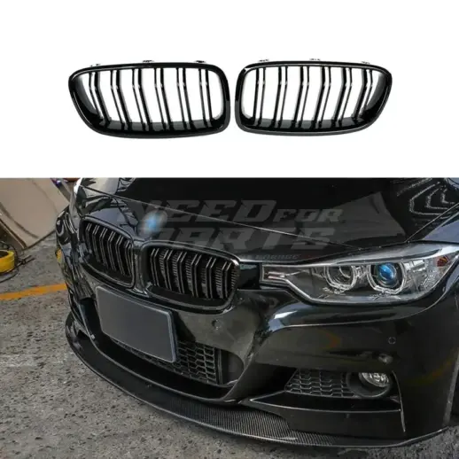 Double Line Grille For BMW 3 Series F30/F31 Standard & M Sport Only – M Performance Look, Gloss Black