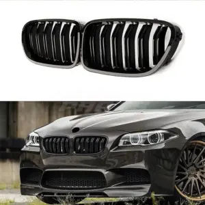 Double Line Grille Voor BMW 5 Series F10/F11 – M Performance Look, Hoogglans Zwart