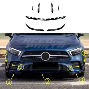 Front Aero Kit Voor Mercedes A Class V177/W177 Pre-Facelift AMG Line & A35 AMG – AMG Look, Hoogglans Zwart