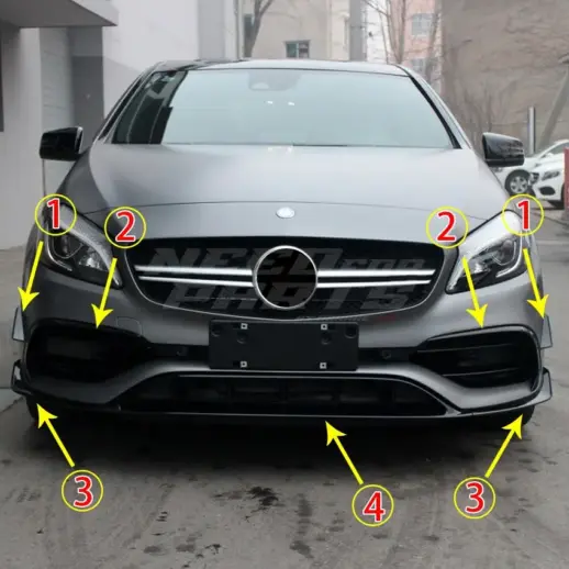 Front Aero Kit For Mercedes A Class W176 (2015-2018) Facelift AMG Line Only – AMG Look, Gloss Black