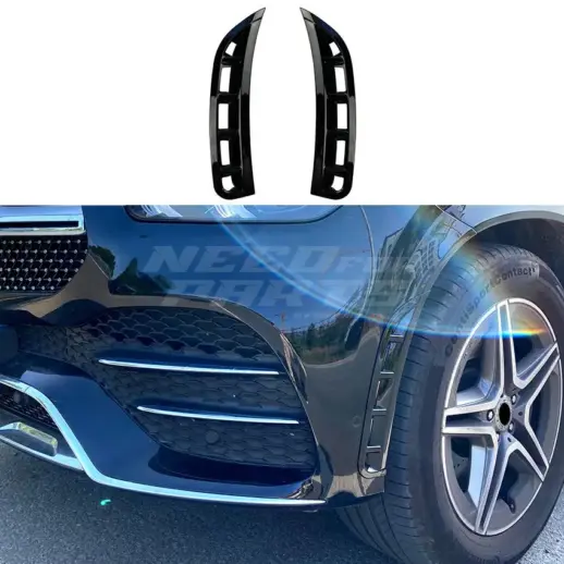 Front Bumper Canards For Mercedes GLE Class C167/W167 Pre-Facelift AMG Line & GLE53 AMG Only – Sport Look, Gloss Black