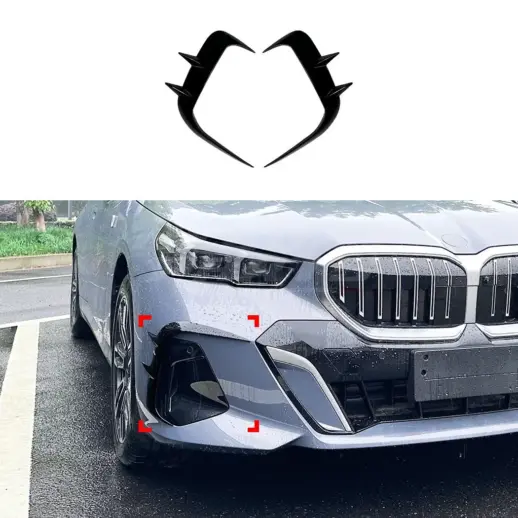 Front Bumper Trims For BMW 5 Series G60/G61 M Sport & i5 M60 Only – Racing Look, Gloss Black