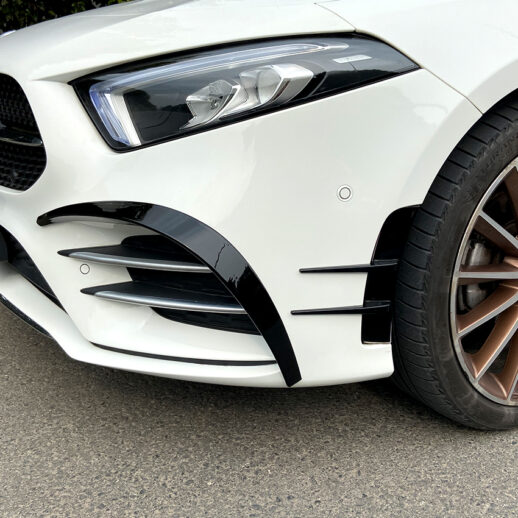Front Bumper Trims For Mercedes A Class V177/W177 Pre-Facelift AMG Line & A35 AMG Only – Sport Look, Gloss Black