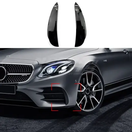 Front Bumper Trims For Mercedes E Class A238/C238/S213/W213 Pre-Facelift AMG Line & E43 AMG & E53 AMG Only – Racing Look, Gloss Black