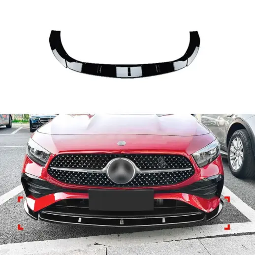 Front Splitter For Mercedes A Class V177/W177 Facelift AMG Line & A35 AMG Only – Racing Look, Gloss Black