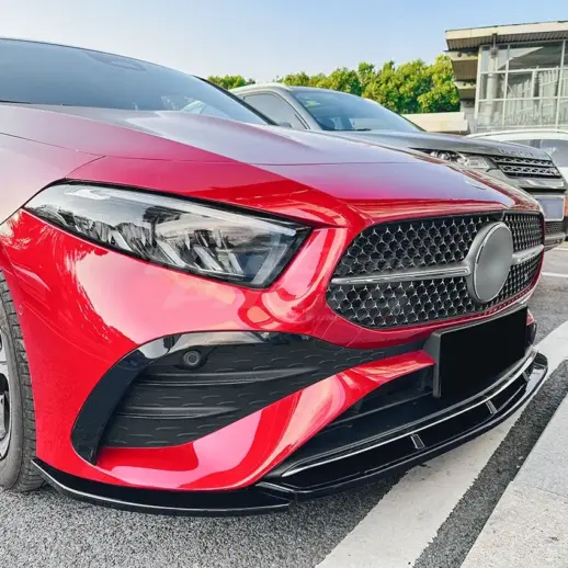 Front Splitter For Mercedes A Class V177/W177 Facelift AMG Line & A35 AMG Only – Racing Look, Gloss Black