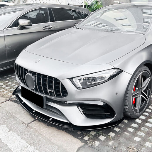 Front Splitter For Mercedes A Class W177 (2019-2022) Pre-Facelift A45 AMG Only – A45S AMG Look, Gloss Black
