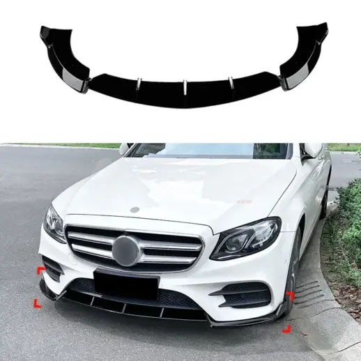 Front Splitter For Mercedes E Class C238/W213 Pre-Facelift AMG Line & E43 AMG & E53 AMG Only – Racing Look, Gloss Black