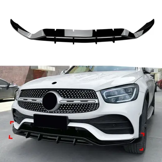 Front Splitter For Mercedes GLC Class C253/X253 Facelift AMG Line & GLC43 AMG Only – Sport Look, Gloss Black