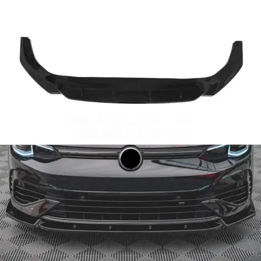 Front Splitter For Volkswagen Golf 8 (Hatchback) (2020-2024) R Line & GTD & GTE & GTI Only – Racing Look, Gloss Black