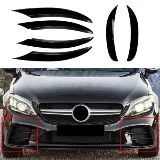 Front Vents Covers For Mercedes C Class A205/C205/S205/W205 Facelift AMG Line & C43 AMG Only – AMG Look, Gloss Black