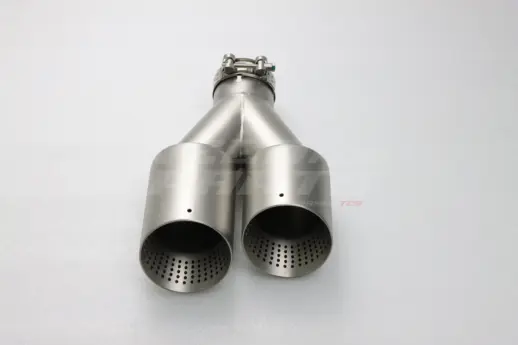Frosted Silver AK Look Dual Left Exhaust Tips 101mm