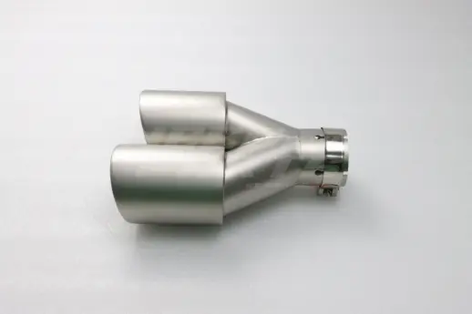 Frosted Silver AK Look Dual Left Exhaust Tips 101mm