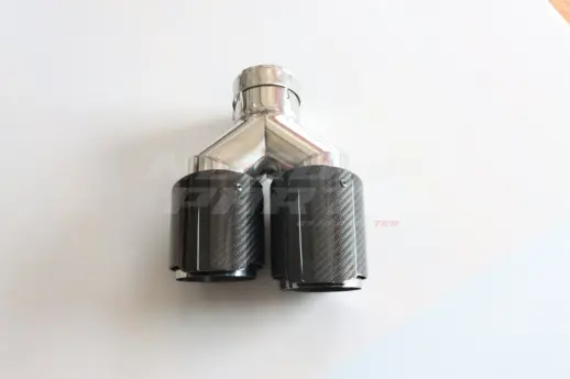 Glossy Carbon Dual Left Exhaust Tips 101mm