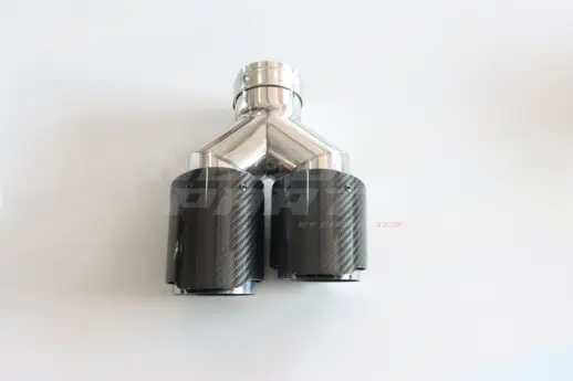 Glossy Carbon Dual Right Exhaust Tips 101mm