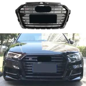 Grille Voor Audi A3 8V (Cabriolet & Hatchback & Sedan & Sportback) Facelift – S3 Look, Hoogglans Zwart