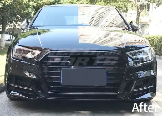 Grille For Audi A3/A3 S Line/S3 8V (Cabriolet & Hatchback & Sedan & Sportback) Facelift – S3 Look, Gloss Black