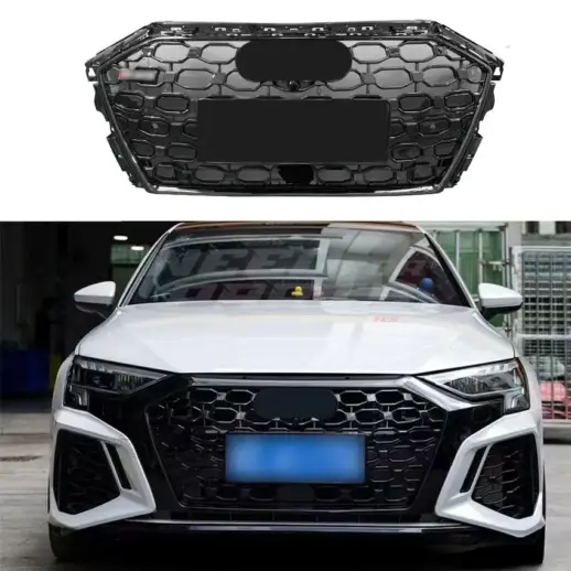 Grille For Audi A3/A3 S Line/S3 8Y (Sedan & Sportback) (2020-2024) Pre-Facelift – RS3 Look, Gloss Black