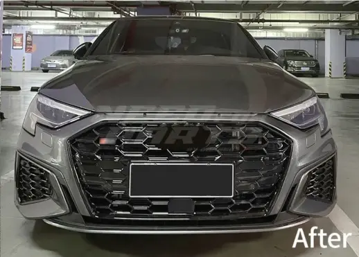 Grille For Audi A3/A3 S Line/S3 8Y (Sedan & Sportback) (2020-2024) Pre-Facelift – S3 Look, Gloss Black