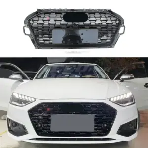 Grille Voor Audi A4/A4 S Line/S4 B9 (Avant & Sedan) Facelift-2 – RS4 Look, Hoogglans Zwart