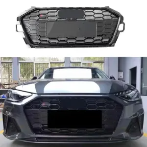 Grille Voor Audi A4/A4 S Line/S4 B9 (Avant & Sedan) Facelift-2 – S4 Look, Hoogglans Zwart