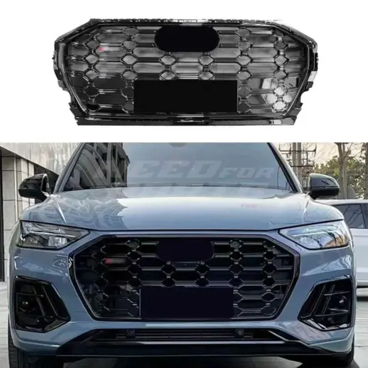Grille For Audi Q5/Q5 S Line/SQ5 FY (SUV & Sportback) (2020-present) Facelift – SQ5 Look, Gloss Black