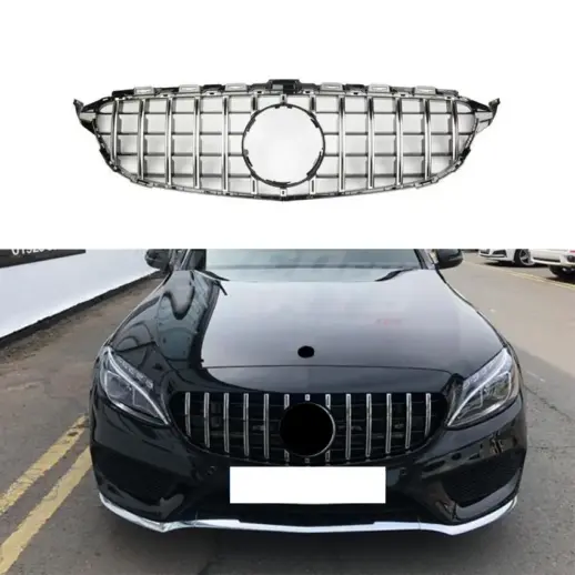 Grille For Mercedes C Class A205/C205/S205/W205 Pre-Facelift Standard & AMG Line & C43 AMG & C450 AMG Only – GTR Panamericana Look, Chrome