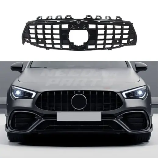 Grille For Mercedes CLA Class C118/X118 Pre-Facelift Standard & AMG Line & CLA35 AMG Only – GTR Panamericana Look, Gloss Black