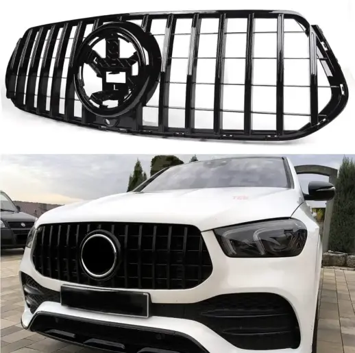 Grille For Mercedes GLE Class W167 (2019-2023) Pre-Facelift AMG Line & GLE53 AMG Only – GTR Panamericana Look, Gloss Black
