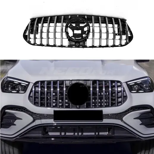 Grille For Mercedes GLE Class W167 (2023-present) Facelift AMG Line & GLE53 AMG Only – GTR Panamericana Look, Chrome