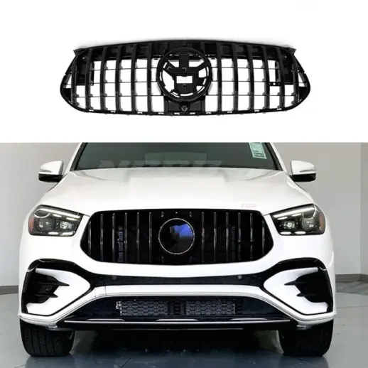 Grille For Mercedes GLE Class W167 (2023-present) Facelift AMG Line & GLE53 AMG Only – GTR Panamericana Look, Gloss Black