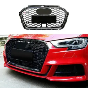 Grille With ACC Voor Audi A3 8V (Cabriolet & Hatchback & Sedan & Sportback) Facelift – RS3 Look, Hoogglans Zwart
