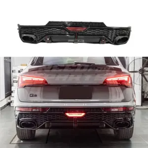 LED Diffuser With Black Exhaust Tips Voor Audi Q5 S Line/SQ5 FY (Sportback) – RSQ5 Racing Look, Hoogglans Zwart