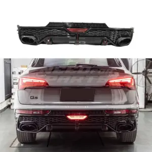 LED Diffuser With Black Exhaust Tips Voor Audi Q5 S Line/SQ5 FY (SUV) Facelift – RSQ5 Racing Look, Hoogglans Zwart