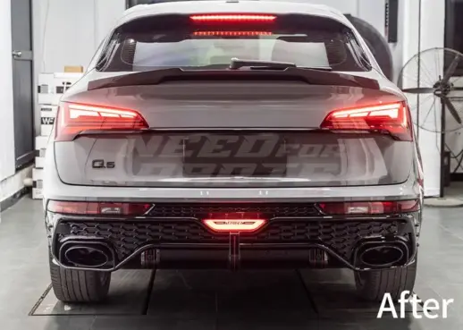 LED Diffuser With Black Exhaust Tips For Audi Q5 S Line/SQ5 FY (SUV) (2020-present) Facelift – RSQ5 Racing Look, Gloss Black
