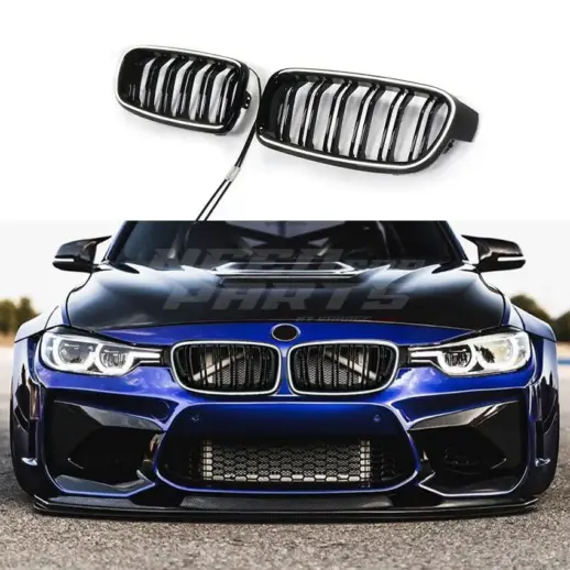 LED Double Line Grille For BMW 3 Series F30/F31 Standard & M Sport Only – M Performance Look, Gloss Black