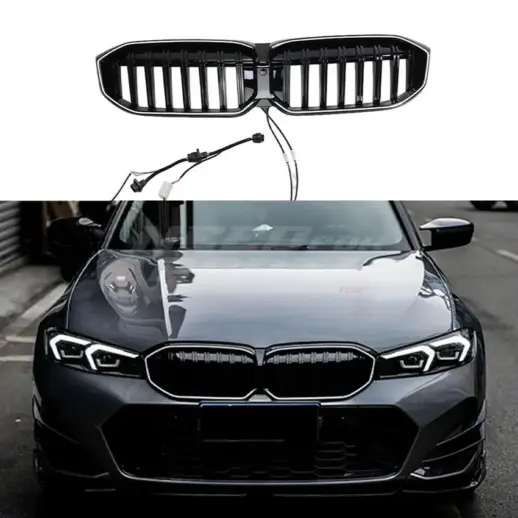LED Double Line Grille For BMW 3 Series G20/G21 Pre-LCI Standard & M Sport & M340d & M340i Only – M Performance Look, Gloss Black