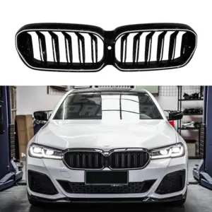 LED Double Line Grille Voor BMW 5 Series G30/G31 LCI Standard & M Sport & M550i – M Performance Look, Hoogglans Zwart