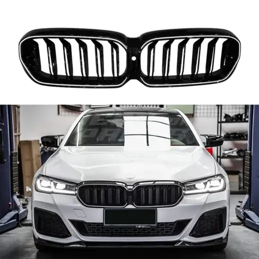 LED Double Line Grille For BMW 5 Series G30/G31 LCI Standard & M Sport & M550i Only – M Performance Look, Gloss Black