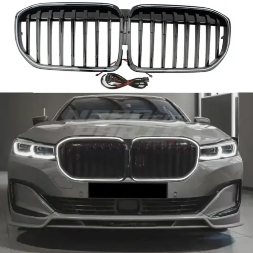 LED Double Line Grille For BMW 7 Series G11/G12 LCI Standard & M Sport & M760Li Only – M Performance Look, Gloss Black