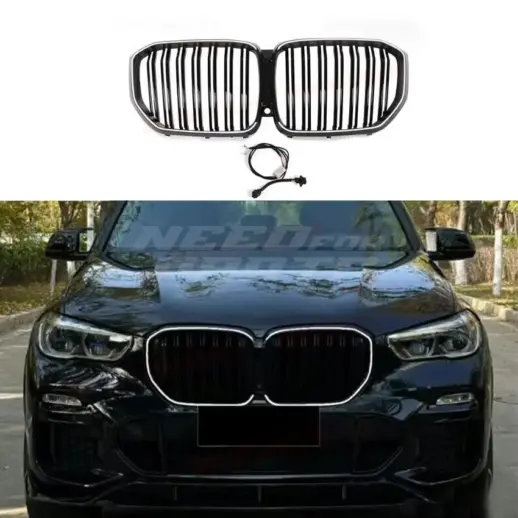 LED Double Line Grille For BMW X5 F95/G05 Pre-LCI Standard & M Sport & M50d & M50i & X5M Only – M Performance Look, Gloss Black