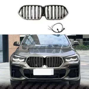 LED Double Line Grille Voor BMW X6 G06/F96 Pre-LCI Standard & M Sport & M50i & M50d & X6M – M Performance Look, Hoogglans Zwart