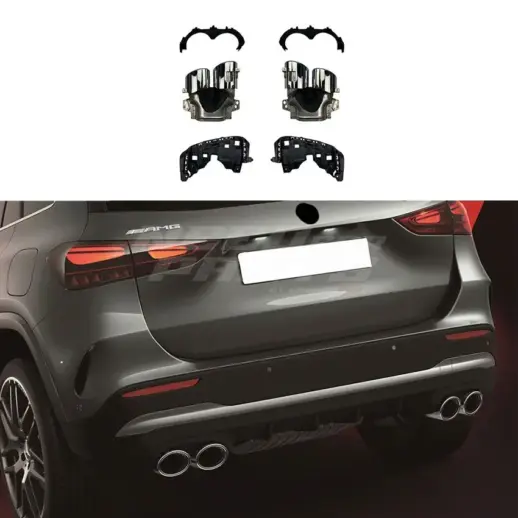 Mercedes-Specific Exhaust Tips For Mercedes A Class/CLA Class/GLA Class/GLB Class C118/H247/V177/W177/X118/X247 A35 AMG & CLA35 AMG & GLA35 AMG & GLA45 AMG & GLB35 AMG & A45 AMG & CLA45 AMG Only – 45 AMG Look