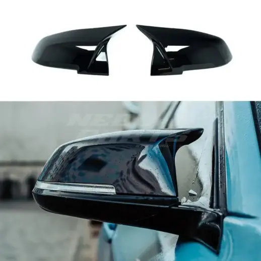 Mirror Covers For BMW 1 Series/2 Series/3 Series/4 Series/X1 E84/F20/F21/F22/F23/F30/F31/F32/F33/F36 Standard & M Sport & M135i & M140i & M235i & M240i Only – M Performance Look, Gloss Black