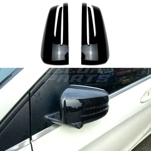 Mirror Covers For Mercedes A Class/B Class/CLA Class/E Class/GLA Class A207/C117/C207/S212/W176/W212/W246/X117/X156 Standard & AMG Line & GLA45 AMG & A45 AMG & CLA45 AMG & E63 AMG Only – AMG Look, Gloss Black