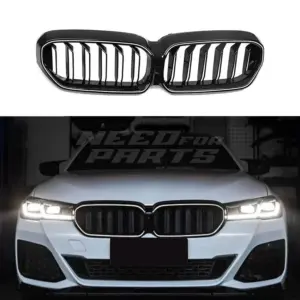Old To New LED Double Line Grille Voor BMW 5 Series G30/G31 Pre-LCI – M Performance Look, Hoogglans Zwart
