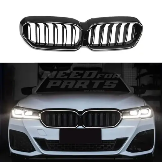 Old To New LED Double Line Grille For BMW 5 Series G30/G31 Pre-LCI Standard & M Sport & M550d & M550i Only – M Performance Look, Gloss Black